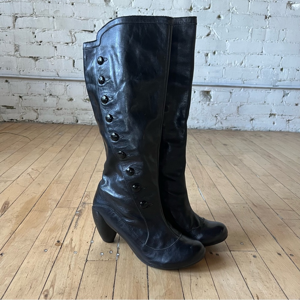Black Leather Knee-High Boots